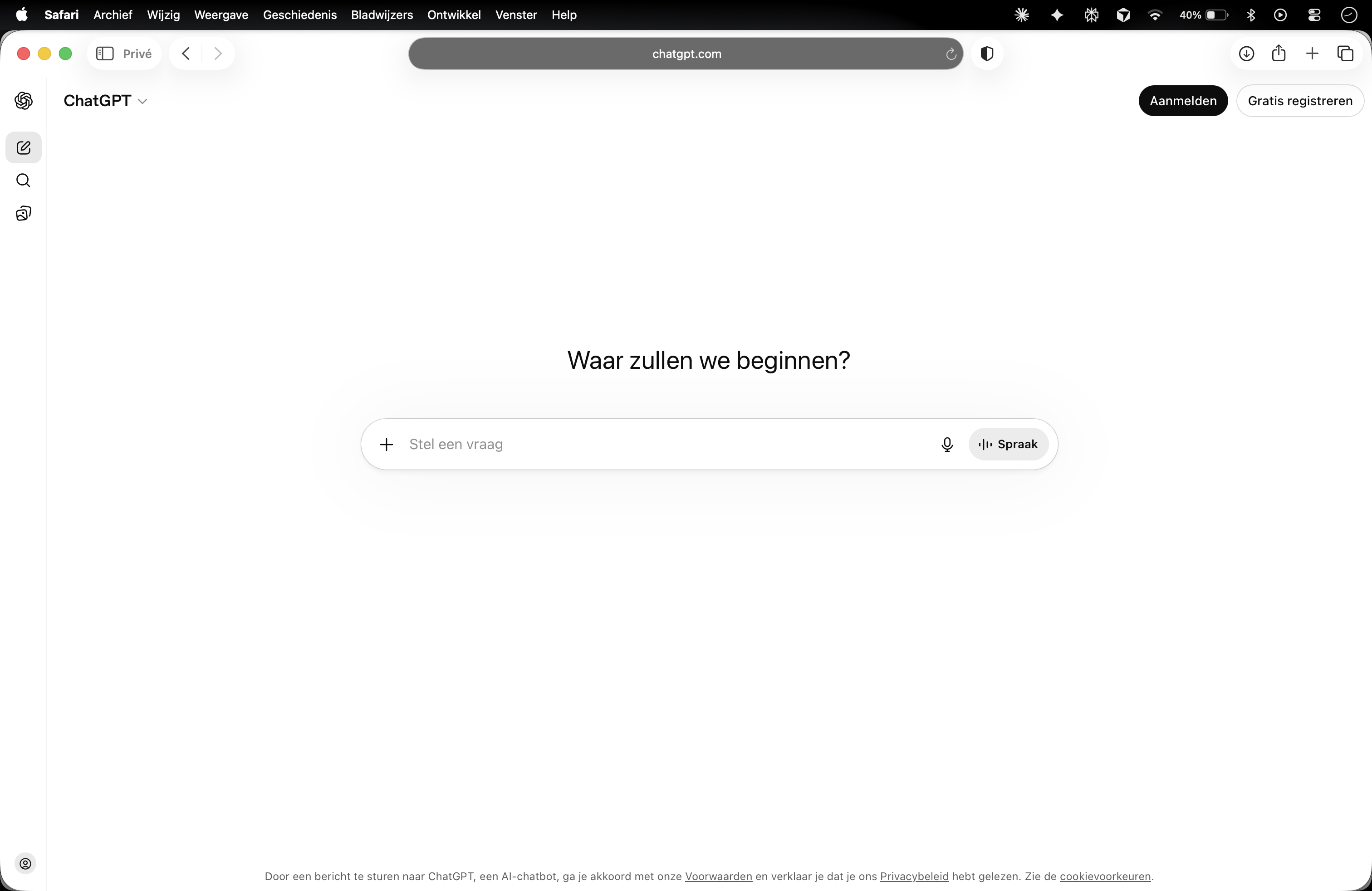 Screenshot van ChatGPT
