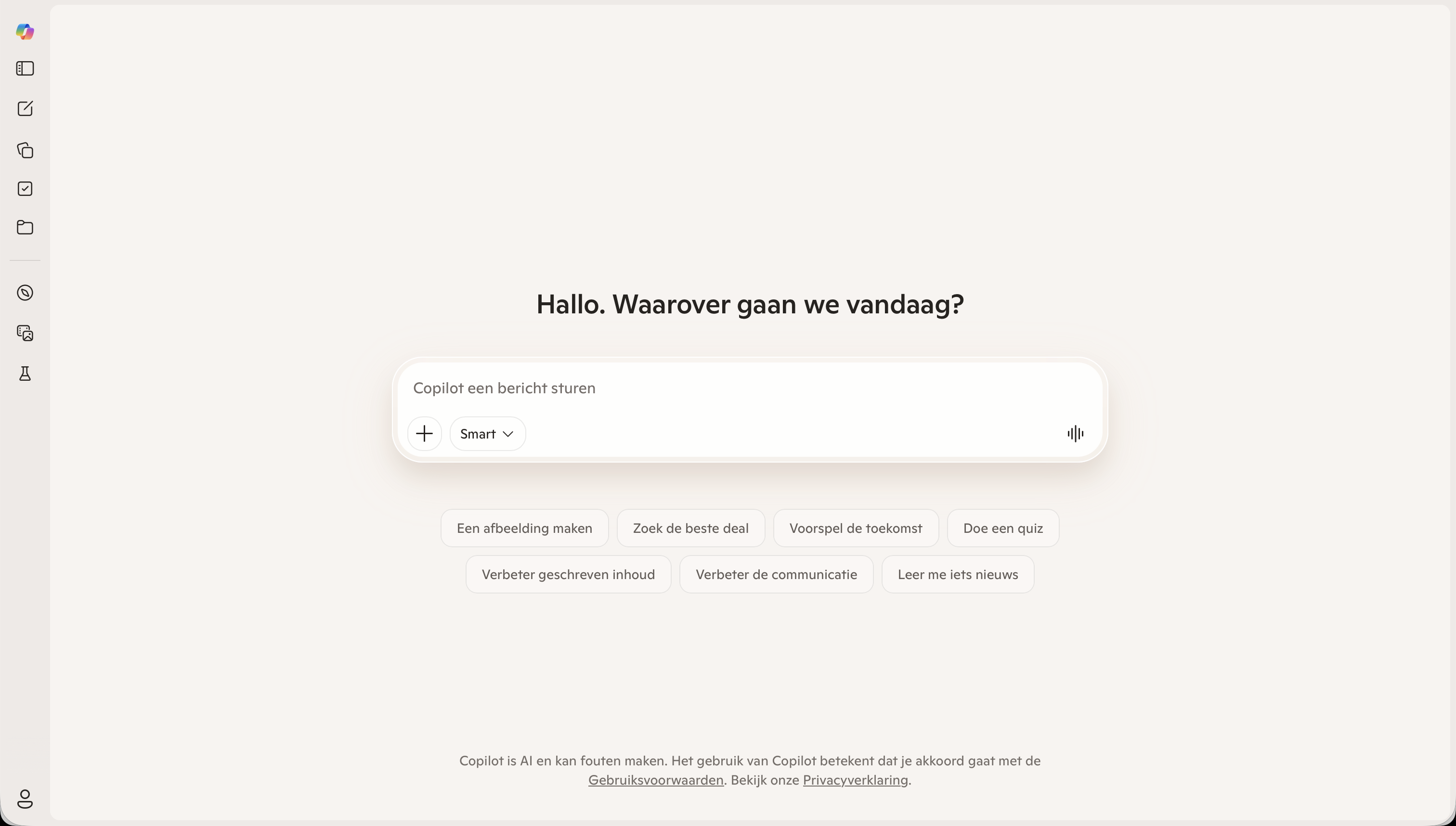 Screenshot van Microsoft Copilot