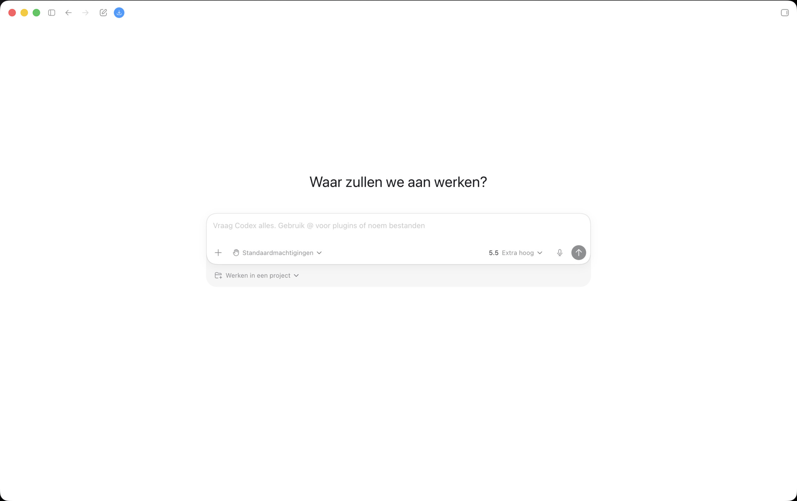 Screenshot van OpenAI Codex